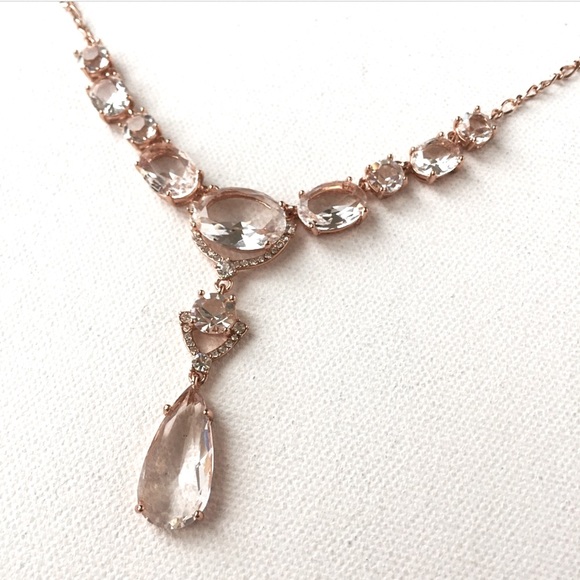 New Kate Spade Rose Gold Crystal Cascade Necklace - Picture 4 of 7